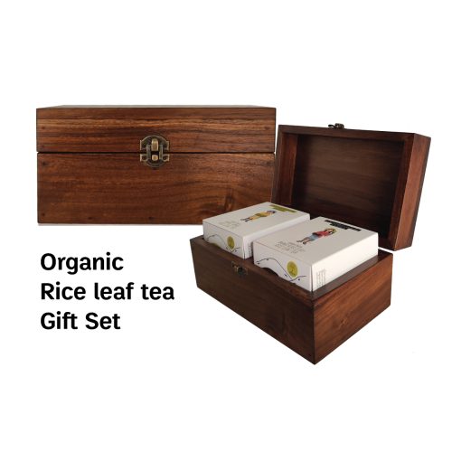Chabaikhao Teak box กล่องของขวัญไม้สัก ชาใบข้าว ออร์แกนิค